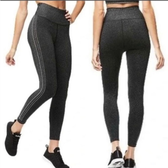 NWT Good American black/silver side striped leggings. Size 0/1 (XS) - Picture 1 of 5